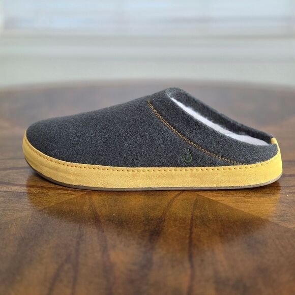 OluKai Hamani Hulu Slip-On Mules Green Yellow Beige Real Lamb Fur Men\'s Size 9 main image 9